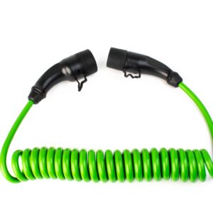 Hi-Vis Coiled Type 2 to Type 2 EV Charging Cable | 5 Metre | 7kW